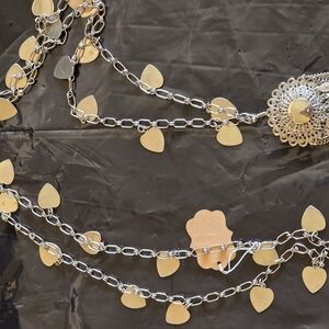 Elegant Gold and Silver Heart Chain Necklace 22 Inch